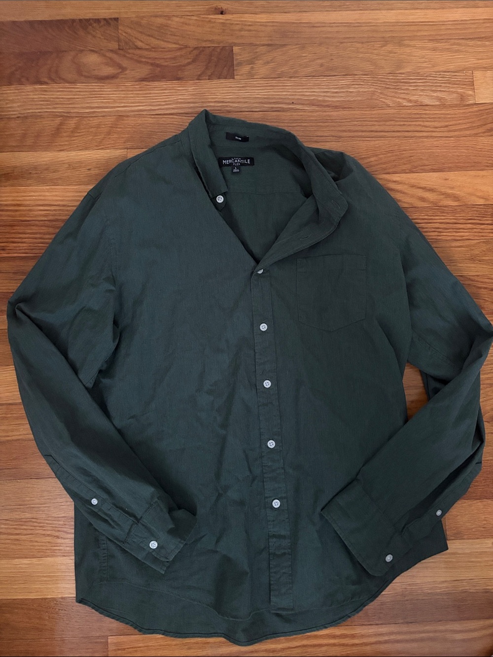 J. Crew Men's Dark Green Long-Sleeve Button-Down Shirt